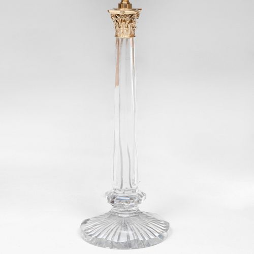 Continental Ormolu-Mounted Colorless Glass Corinthian Column Table Lamp