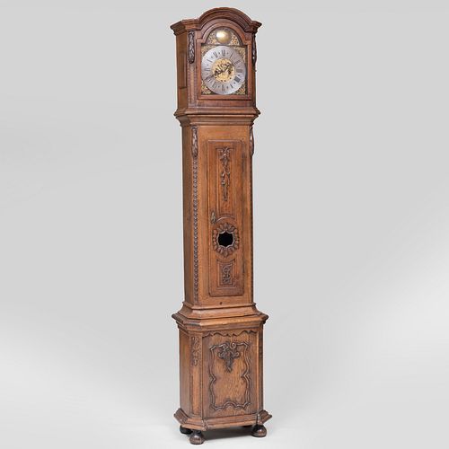 Dutch Carved Oak Longcase Clock, Dial Signed Jans Ten Broocken, Maastricht, 1723