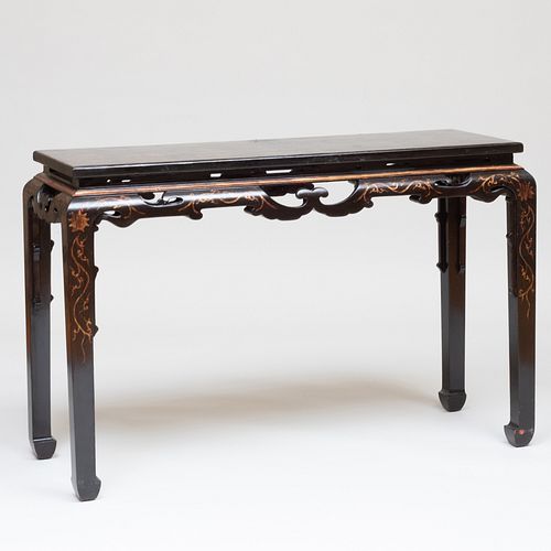 Chinese Style Black Lacquer and Parcel-Gilt Altar Table