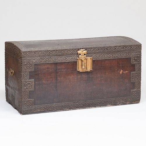 Spanish Brass-Studded Leather Dome Top Trunk