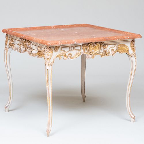 Louis XV Style White Painted and Parcel-Gilt Table, Stamped Frederick P. Victoria
