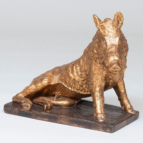 Gilt and Patinated Composition Model of the Florentine Boar (Il Porcellino), After Pietro Tacca