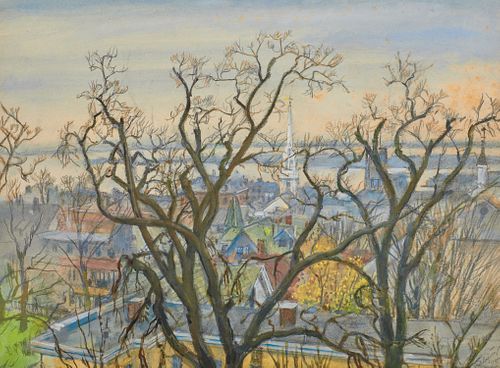 MSTISLAV DOBUZHINSKI, (Russian/American, 1875-1957), View of Newport