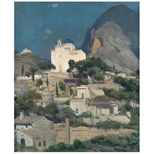 JOSÉ BARDASANO, Pueblo, ca. 1960, Signed, Oil on canvas, 21.6 x 18.1" (55 x 46 cm), Certificate, RECOVERY PRICE