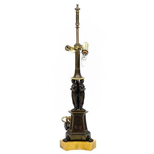 20th C. Empire Style Bronze Lamp