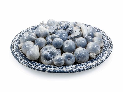 A Large Blue and White Glazed Ceramic Centerpiece