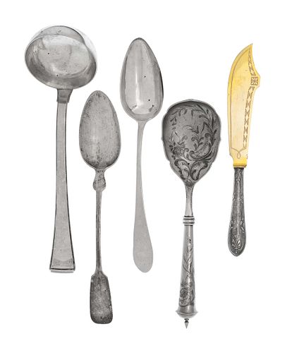 A Large Collection of Continental Silver Flatware Articles