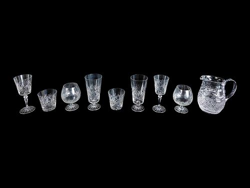A Collection of Galway Cut Glass Stemware Articles