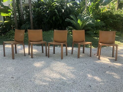 Cassina Cab - Natural Leather - Set of 5 Chairs