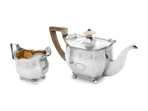 A George III Silver Teapot and Creamer