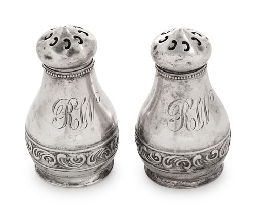A Pair of American Silver Casters