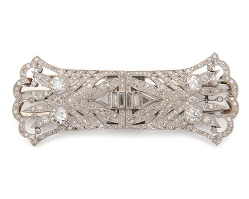 Platinum and Diamond Dress Clips/Brooch