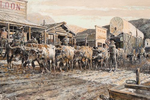 Nick Eggenhofer, Oxen Pulling a Covered Wagon