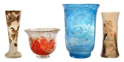 Four French Art Glass Vases