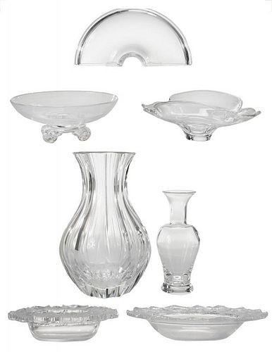 Seven Pieces Clear Glass Vases and