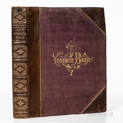 Whitney, Josiah (1819-1896) The Yosemite Book. New York: Julius Bien, 1868. Publisher's half leather and purple cloth with gilt stampin