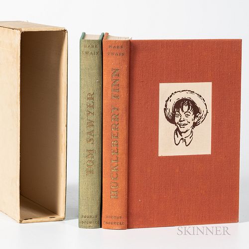 Twain, Mark (1835-1910) and Norman Rockwell (1894-1978) Illustrator Tom Sawyer and The Adventures of Huckleberry Finn, Signed. New York