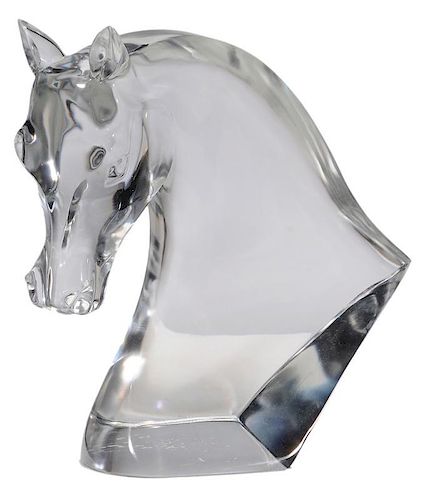 Monumental Lalique Crystal Horse Head