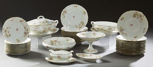Forty-Nine Piece Set of Limoges Porcelain Dinnerware, early 20th c., by Bernardaud & Co., consisting of 17 dinner plates, 12 soup bowls, 12 salad plat