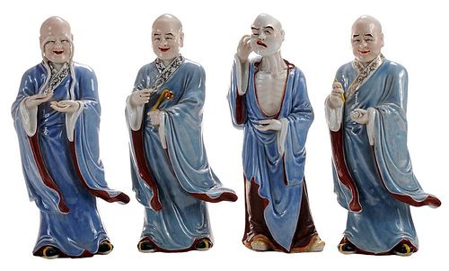 Four Porcelain Lohan Figures