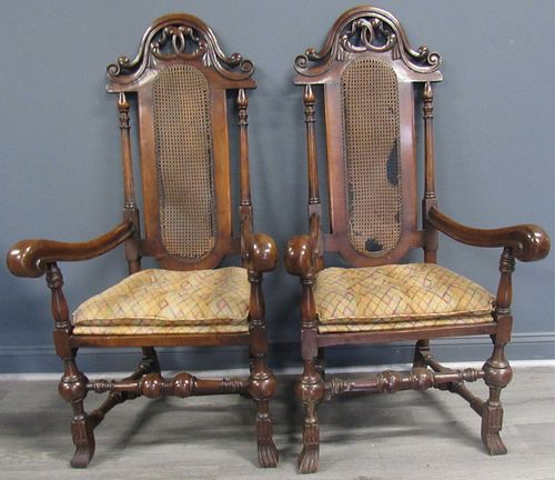 A Pair Of Antique Spanish Style High Back Chairs