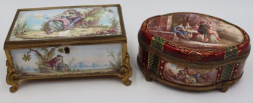 (2) Viennese Enamel Decorated Vanity Boxes.
