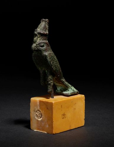 An Egyptian Bronze Horus Falcon
Height 2 3/4 inches.