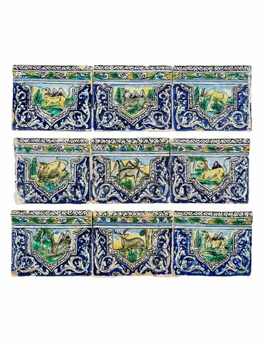 A Qajar Pottery Tile Molding
Height 12 x width 120 inches.