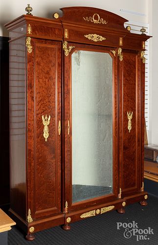 Empire ormolu mounted mahogany armoire, late 19th