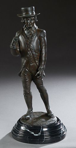 After David Annand (Scottish), "Statue of John Rattray," patinated bronze, titled Golf 1744, after the statue at Leith Scotland, on a stepped figural 