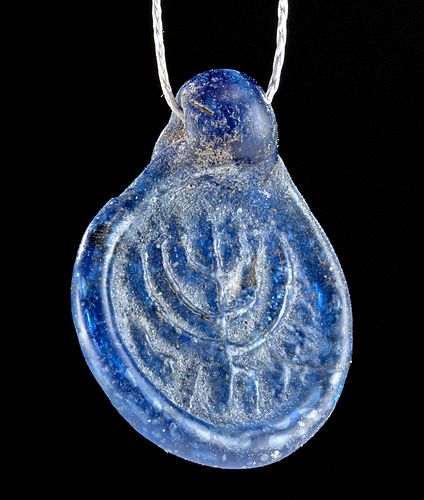 Roman Byzantine Glass Menorah Pendant