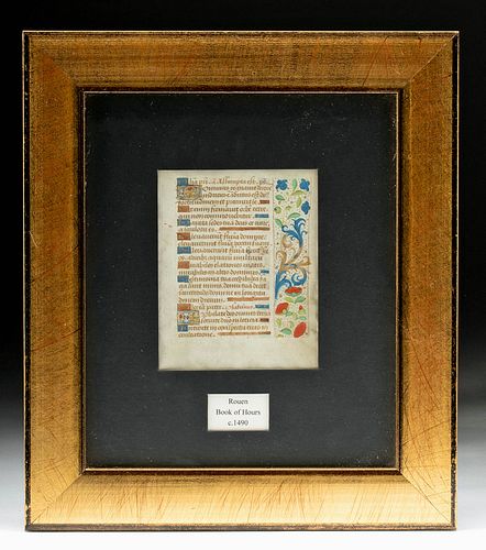 15th C. French Vellum Illuminated Book of Hours Page