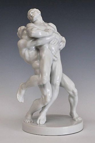 Herend Porcelain Group of Two Wrestlers