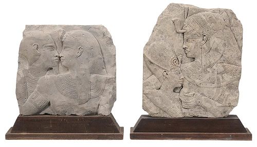 Two Egyptian Style Limestone Relief