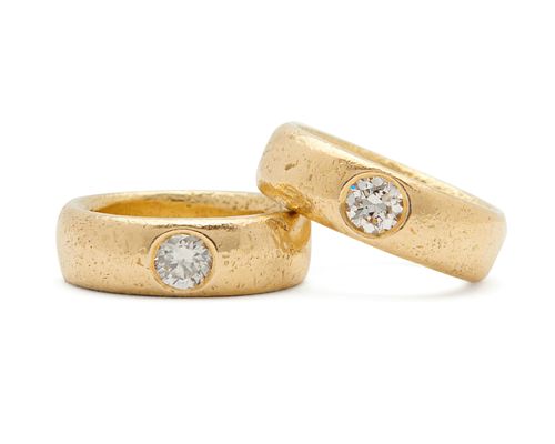 Pair of 18K Gold and Diamond Rings