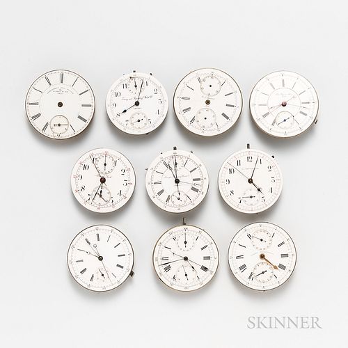 Ten Pocket Watch Movements and Dials, various complications, some signed.