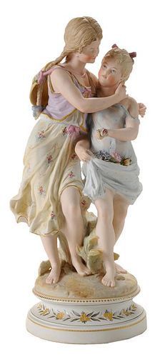 Painted Bisque Figurine of Two Girls