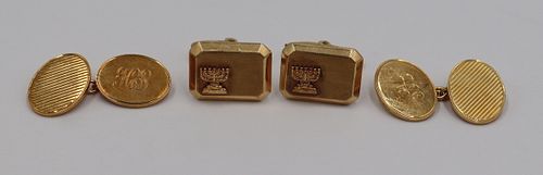 JEWELRY. 18kt Gold and 14kt Gold Cufflinks.
