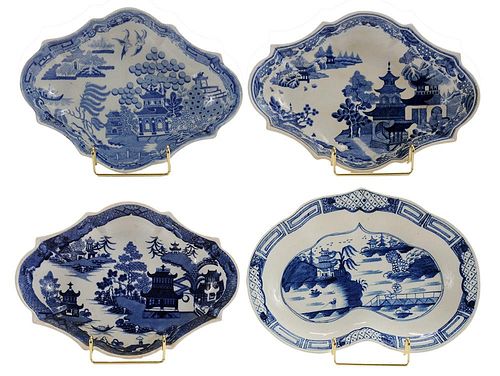 Four Spode and Caughley Dessert Dishes