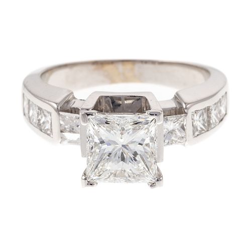 An 18K GIA Cert. 1.59 ct Princess Cut Diamond Ring