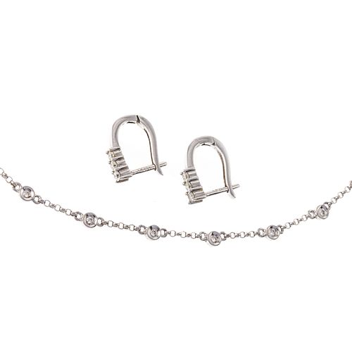 A Diamond Station Necklace & Earrings in 14K