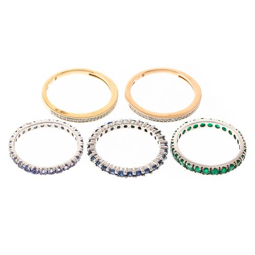 A Collection of Gemstone Bands in 14K