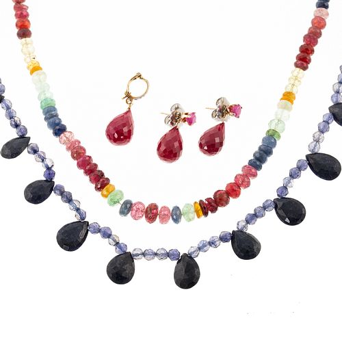 A Collection of Faceted Bead Gemstone Jewelry