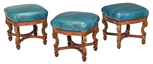 Suite of Three Louis XIV Style Footstools