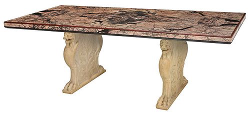 Fine Renaissance Style Carved Marble Dining Table