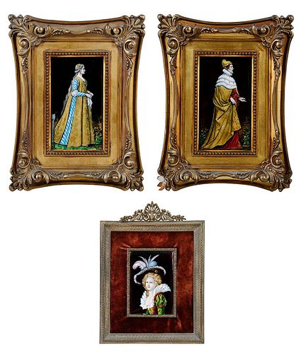 Three French Enamel on Copper Plaques