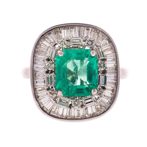 An Untreated 2.35 ct Emerald & Diamond Ring in 14K