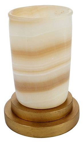 Carved Banded Alabaster Vase