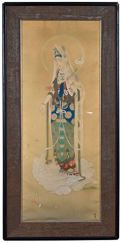 Framed Asian School Painting on Silk