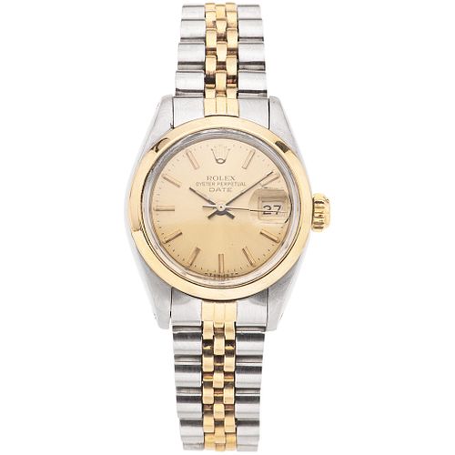 ROLEX OYSTER PERPETUAL DATE LADY. STEEL AND 14K YELLOW GOLD REF. 6916, CA. 1983-1984